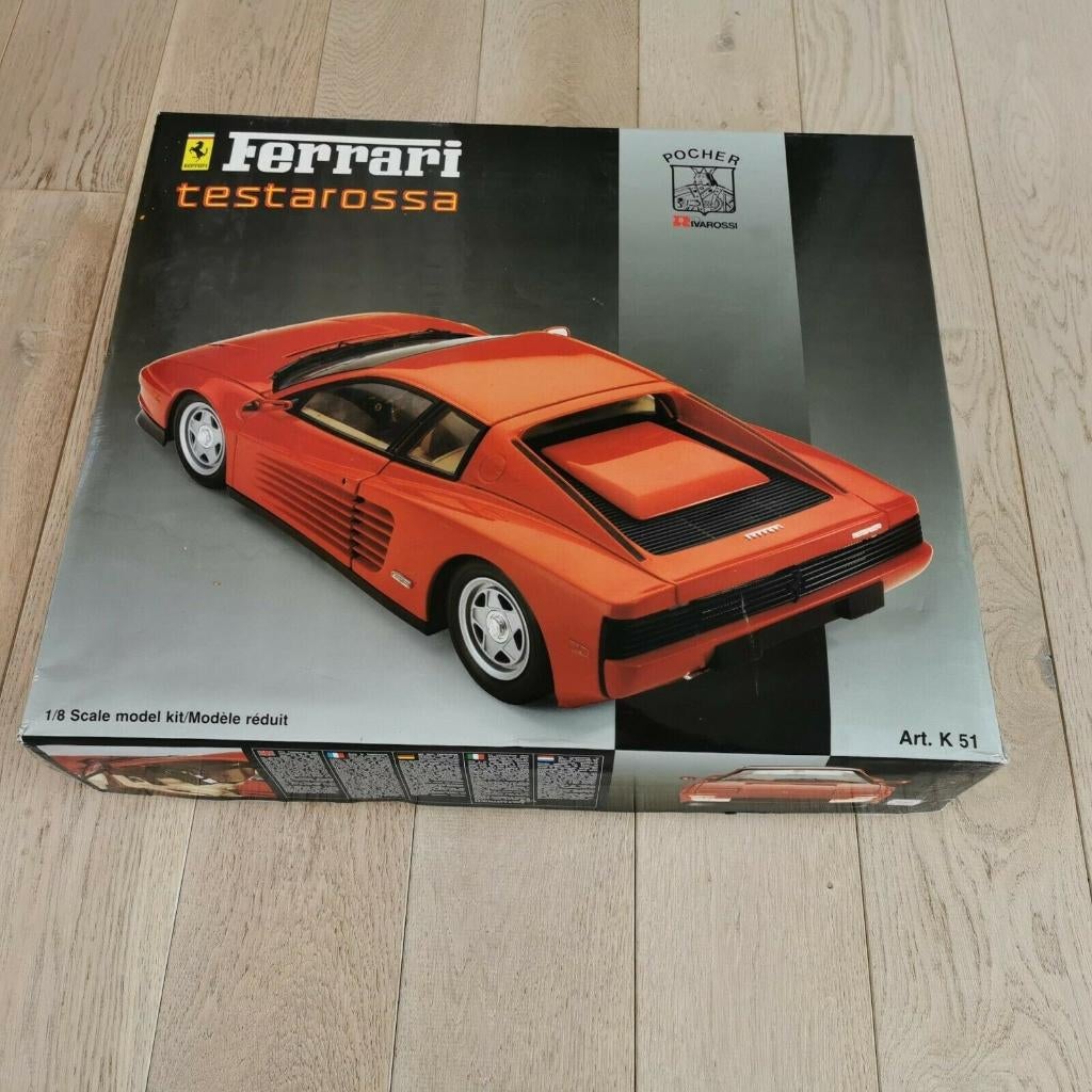Ferrari Testarossa Pocher Rivarossi K51 1/8 Coupe ongebouwd, Hobby en Vrije tijd, Modelauto's | 1:5 tot 1:12, Gebruikt, Auto, 1:5 t/m 1:8
