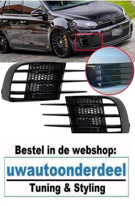 Glans Zwarte Mistlamp Grill Bumper Geschikt Voor VW Golf 6 G, Envoi