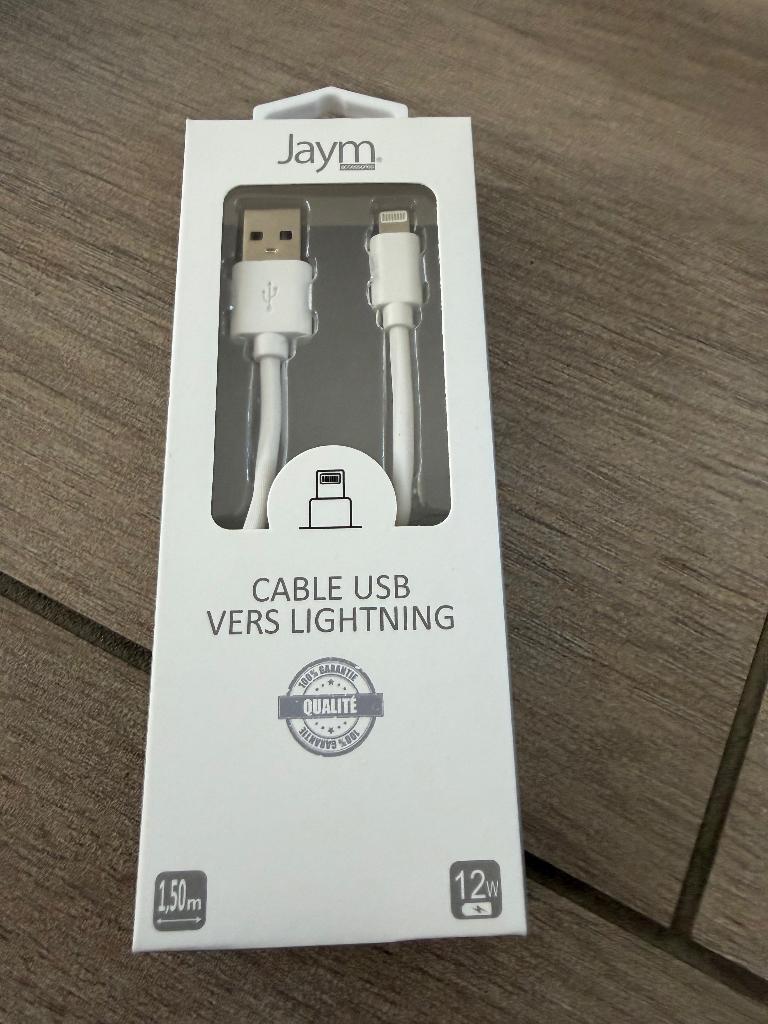 Jaym USB naar Lightning Kabel - 1,5m - 12W (Nieuw), Ophalen, Nieuw