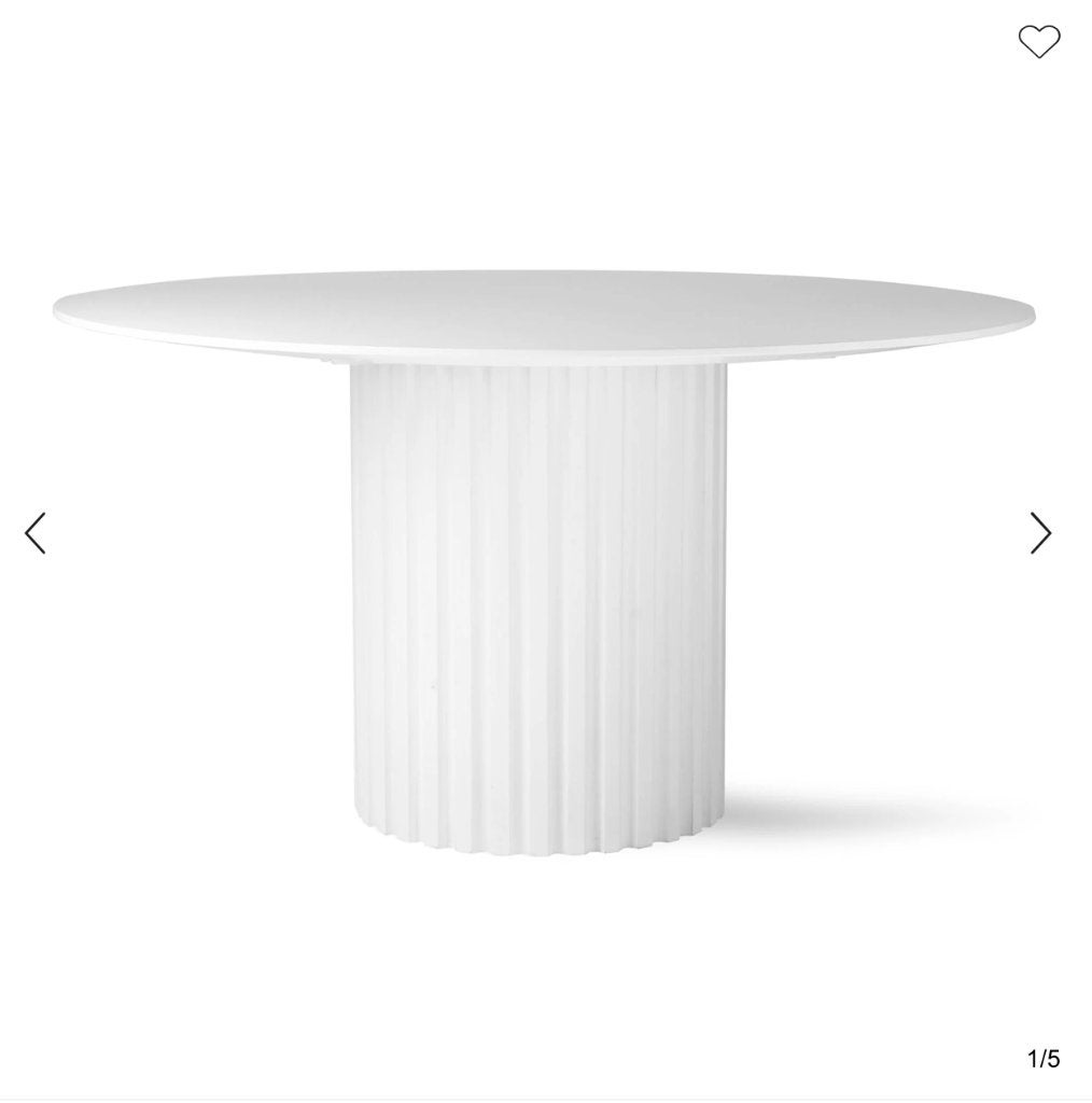 HKliving Pillar Dining Table White – Ø140 cm, Maison & Meubles, Tables | Tables à manger, Utilisé, 100 à 150 cm, 50 à 100 cm, Cinq personnes ou plus