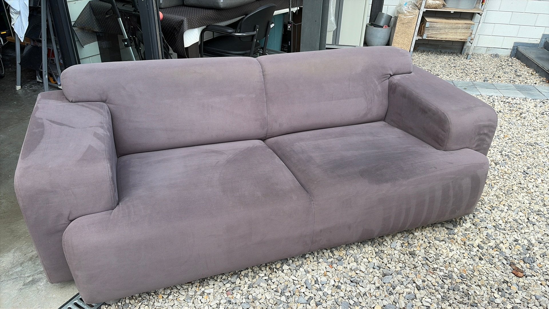 Fauteuil / sofa 2,5 zit blauwgrijs, 75 à 100 cm, 200 à 250 cm, Banc droit, Enlèvement