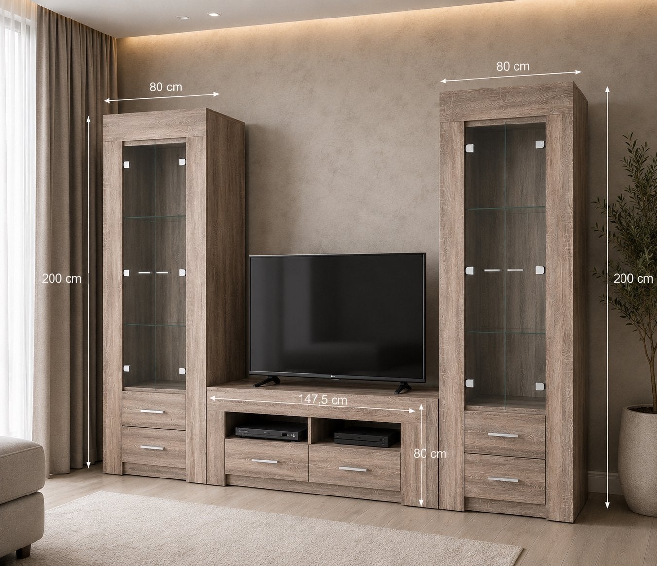 Moderne woonkamerkast – TV-meubel + 2 vitrinekasten, Maison & Meubles, Enlèvement