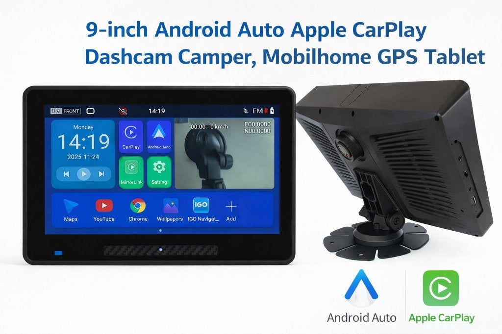 9' Android Auto-Apple Carplay DASHCAM Tablet GPS Navigatie., Info@drktech.be, Oosterwennel 35 Genk, Nieuw, Ophalen of Verzenden