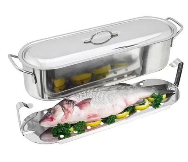 Nieuw | Beka Roestvrijstalen vispan met rooster, 50 of 60cm, Kookpan of Snelkookpan, Inox, Nieuw, Ophalen of Verzenden