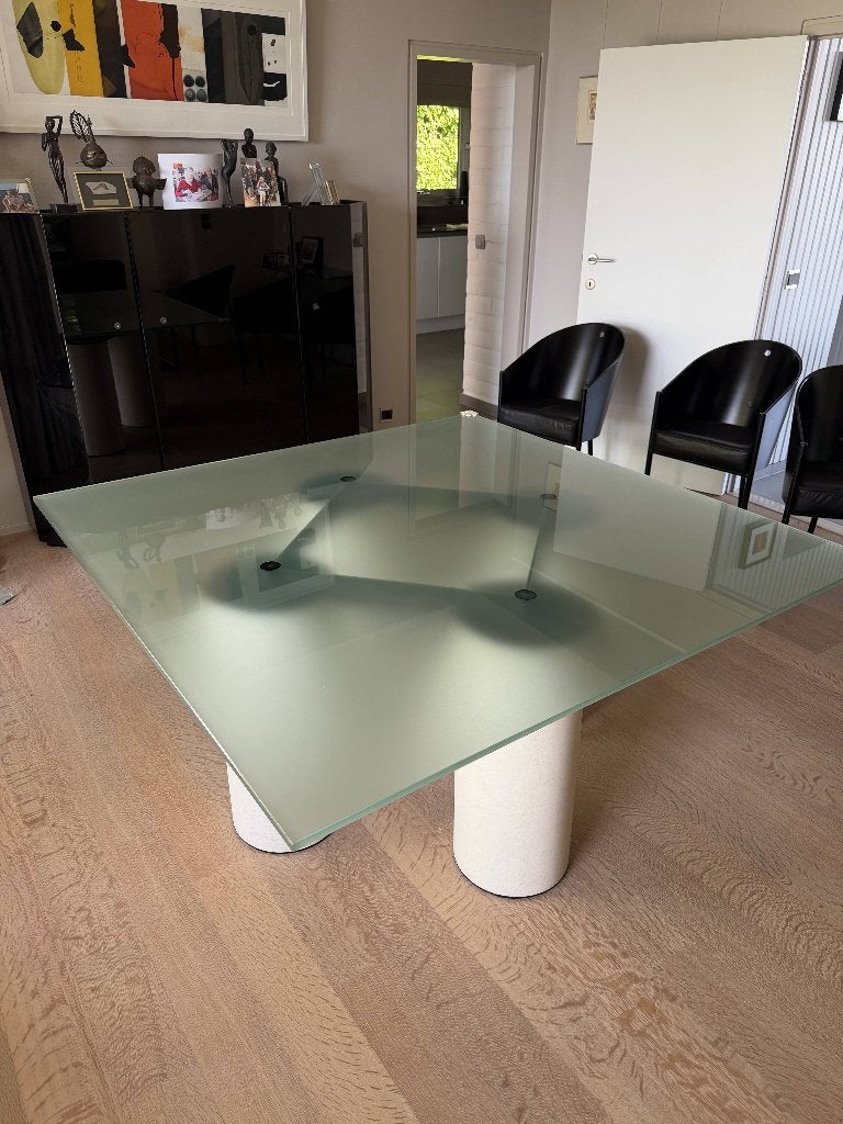 Glazen eettafel vierkant Lella en Massimo Vignelli (Acerbis), Ophalen, Vierkant, Vijf personen of meer, Italiaans