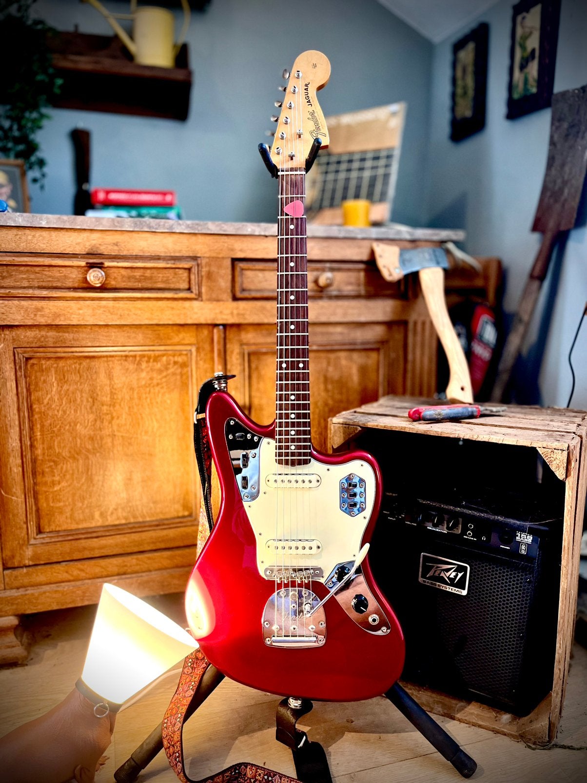 Fender Jaguar  + housse et sangle, Muziek en Instrumenten, Snaarinstrumenten | Gitaren | Elektrisch, Ophalen, Gebruikt, Solid body