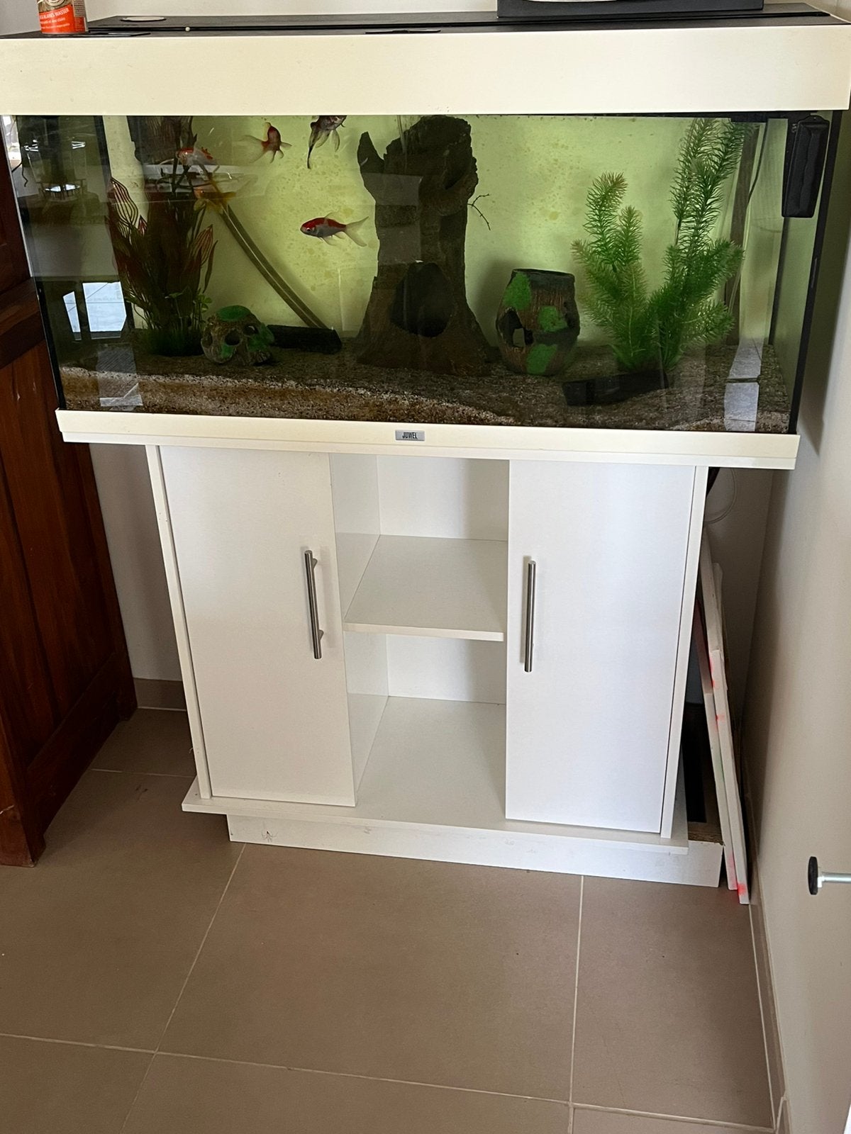 Juwel Rio 180 Aquariumset + Witte Onderkast +  vissen evtl, Dieren en Toebehoren, Vissen | Aquaria en Toebehoren, Gebruikt, Gevuld zoetwateraquarium