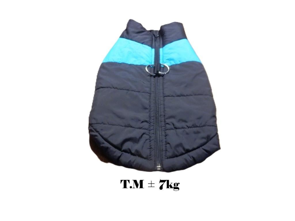 (28)- manteau petit chien t.M noir et bleu, Animaux & Accessoires, Vêtements pour chiens, Enlèvement ou Envoi, Comme neuf, Manteau pour chien