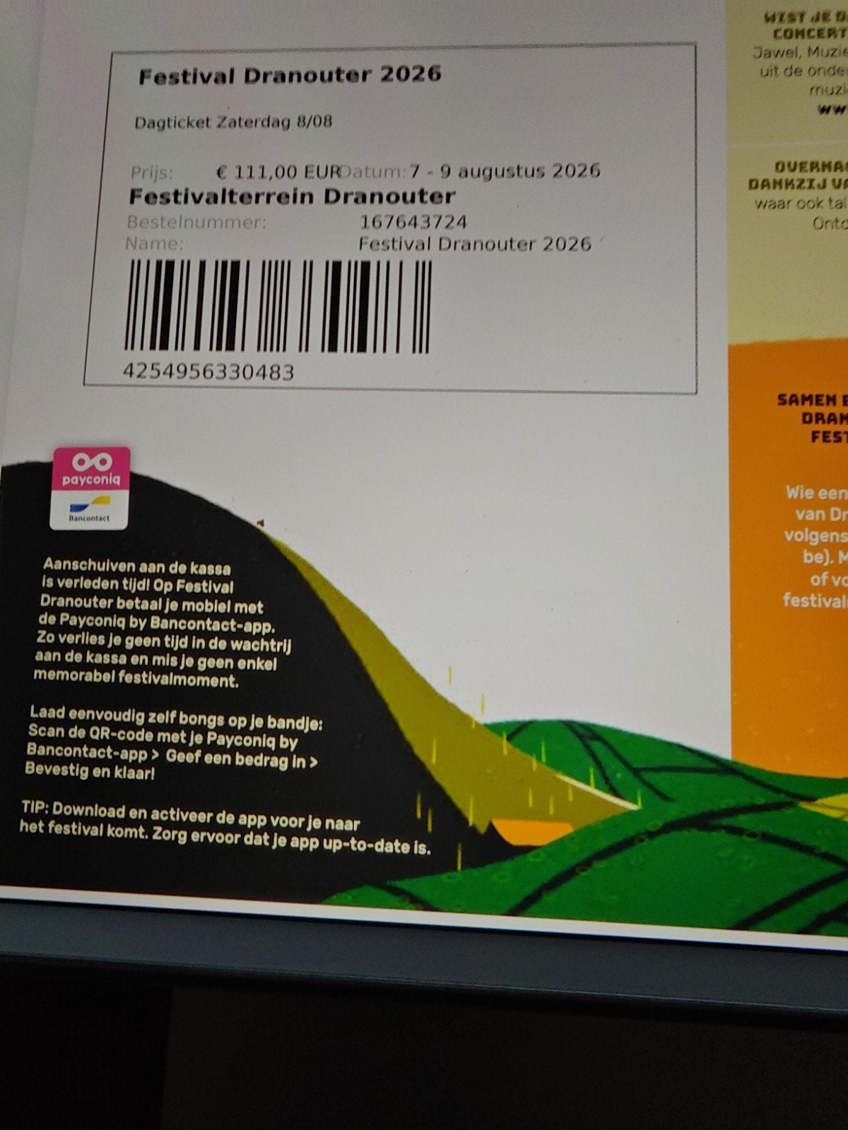 Dagticket festival Dranouter za 8 juli, Tickets en Kaartjes