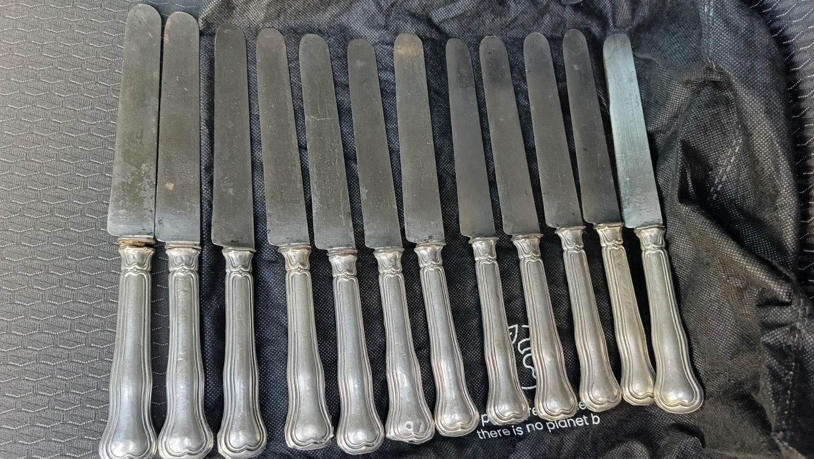 12 delige mooi messen zilver massief 800 uit de 19de eeuw, Antiek en Kunst, Ophalen of Verzenden