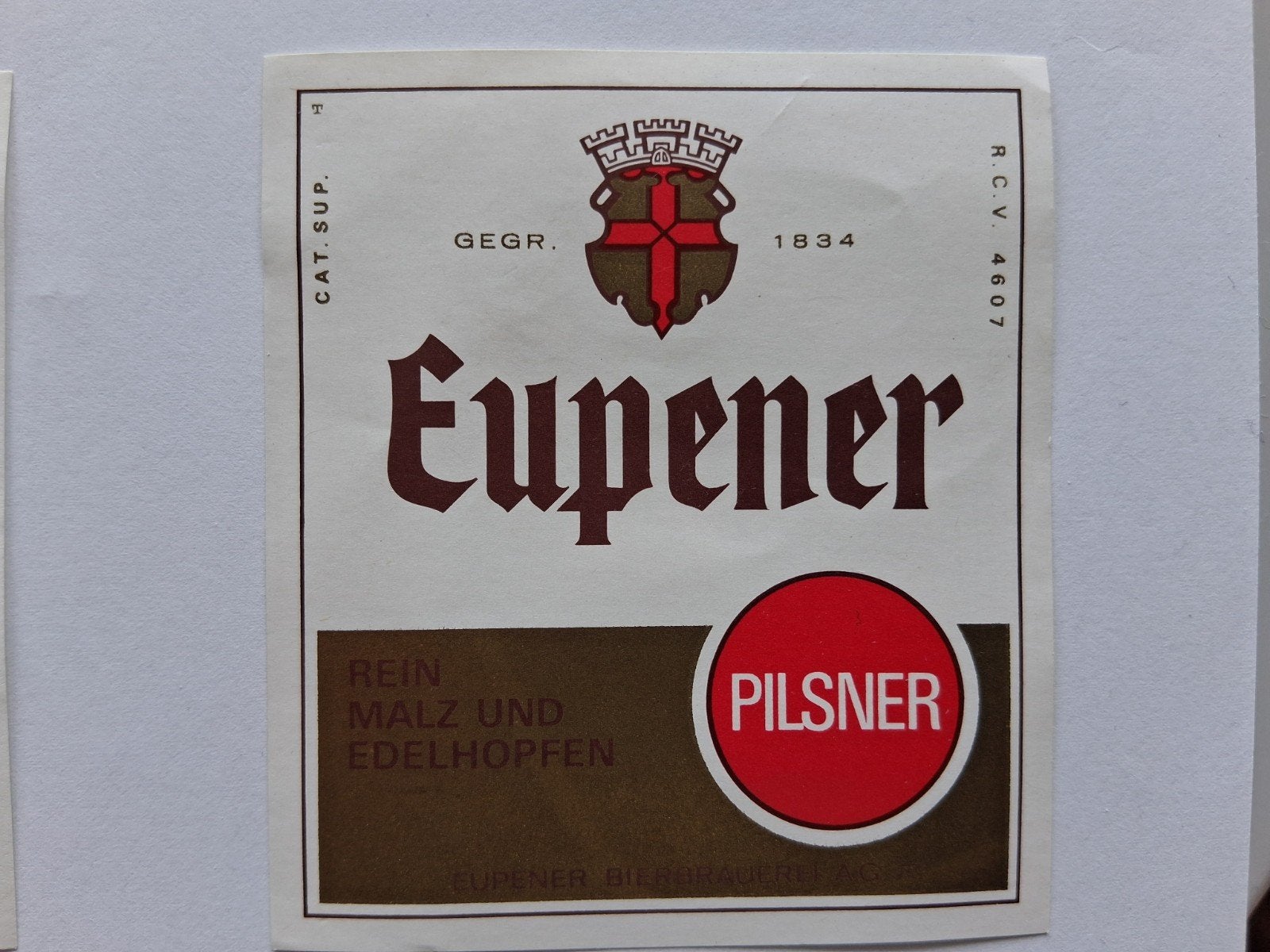 bieretiket Eupener Bierbrauerei Eupen : pilsner, Collections, Envoi, Utilisé, Autres types, Autres marques