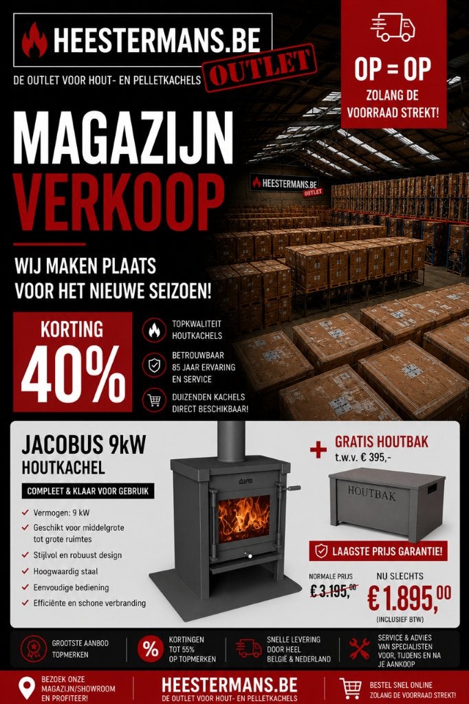 magazijn opruiming!!!! jacobus 9kw met houtbak, Maison & Meubles, Poêles, Neuf, Enlèvement, Bois, Autoportant