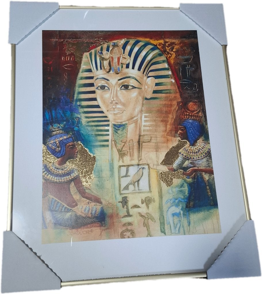 Portrait égyptien encadré de Toutankhamon — Joadoor, Tableau, Or, Enlèvement, Plastique