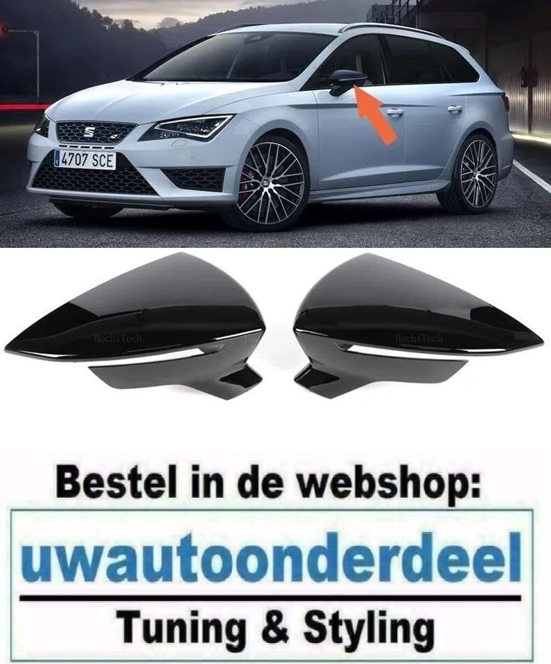 Spiegelkap Spiegelkappen Glans Zwart Cupra FR Look Voor Seat, Auto diversen, Verzenden