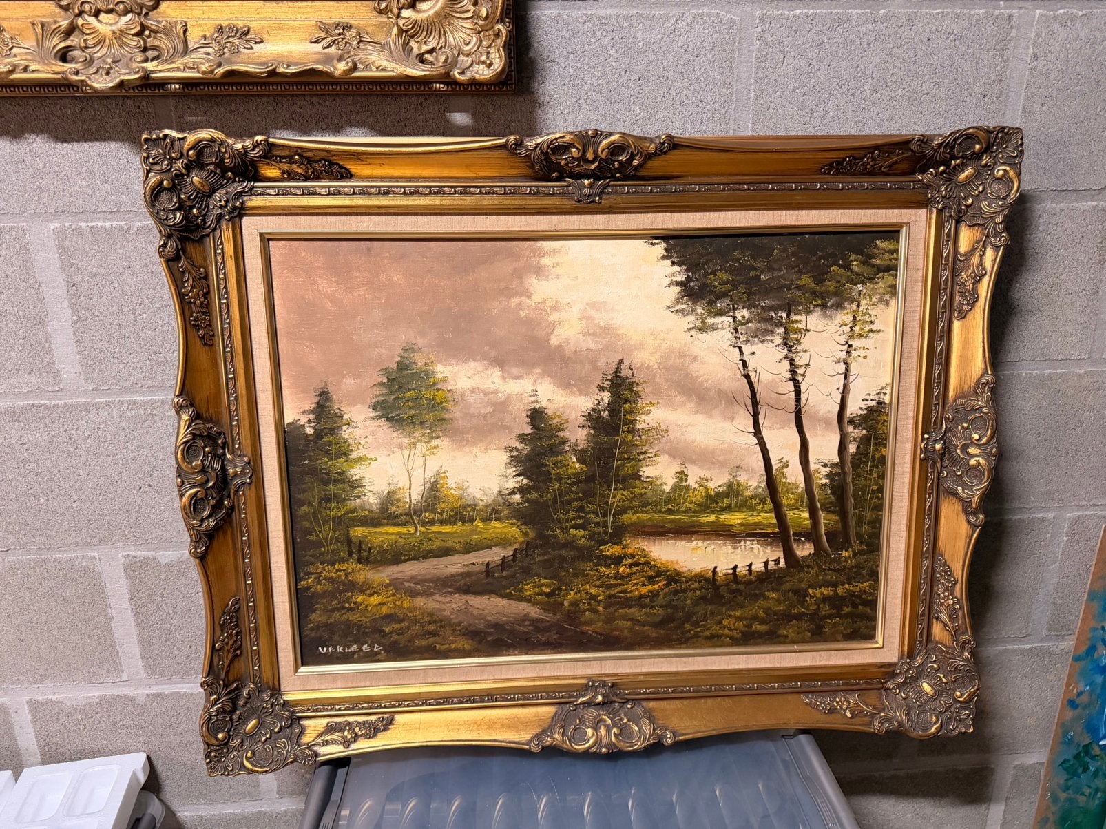 VERLEER schilderij met mooie kader, Ophalen, Vintage, Landschap