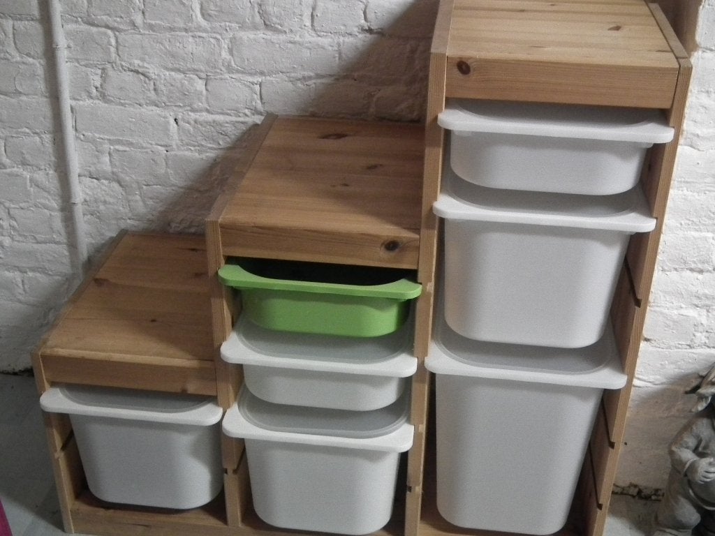 Ikea. Combinaison structure en pin + 7 bacs (94x44x91 cm), Enfants & Bébés, Beige, Meuble de rangement, Enlèvement, Utilisé