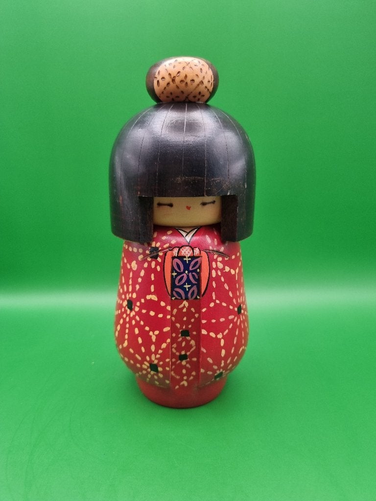Mooie Kanoko kokeshi van Kazuo Takamizawa, Hout, Geschilderd, Ophalen of Verzenden, 18 cm