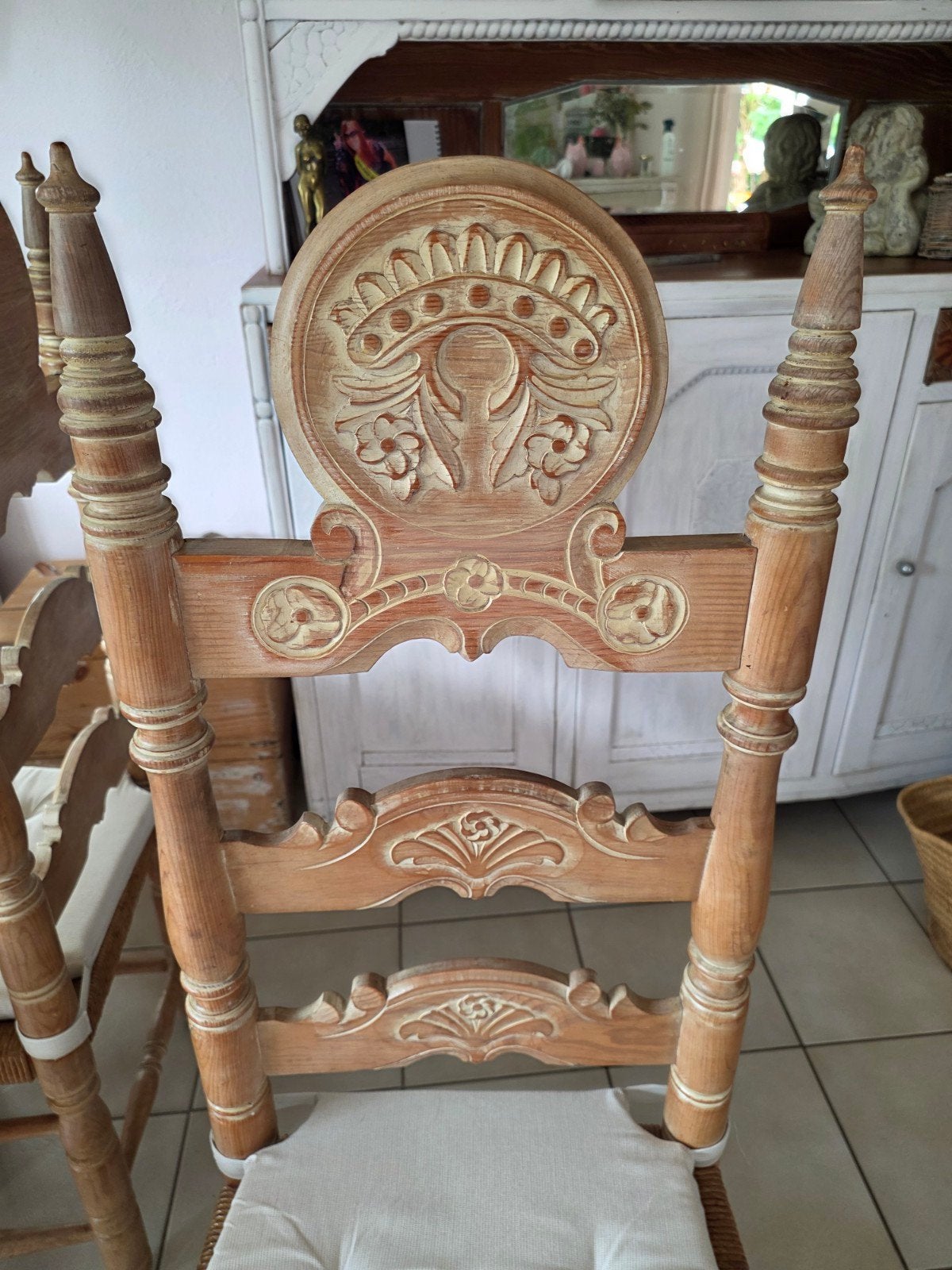 4 magnifiques chaises en bois et paille, Antiquités & Art, Enlèvement