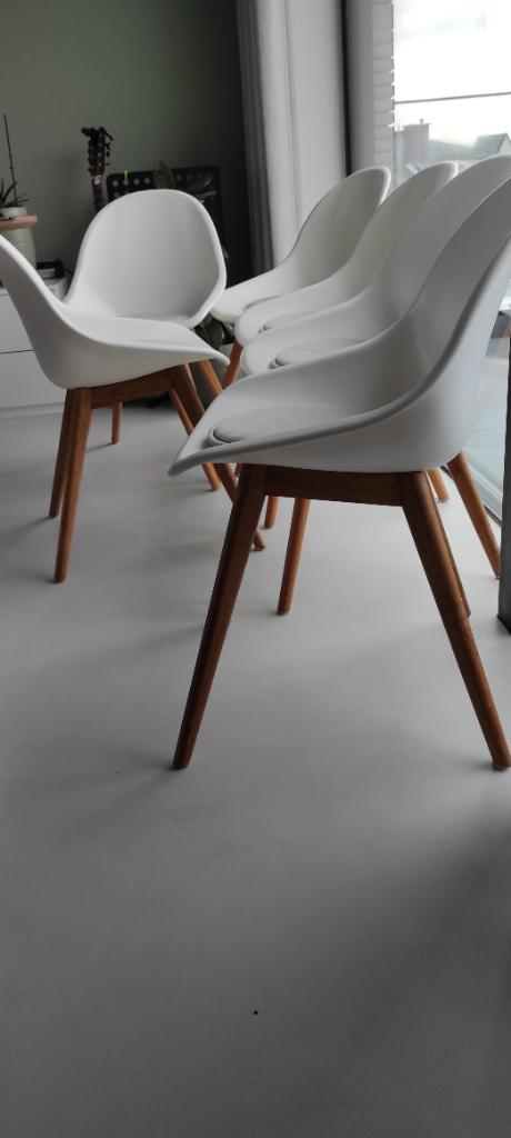 6 Zes leuke mooie stoelen, Huis en Inrichting, Stoelen, Gebruikt, Wit, Modern, Vijf, Zes of meer stoelen