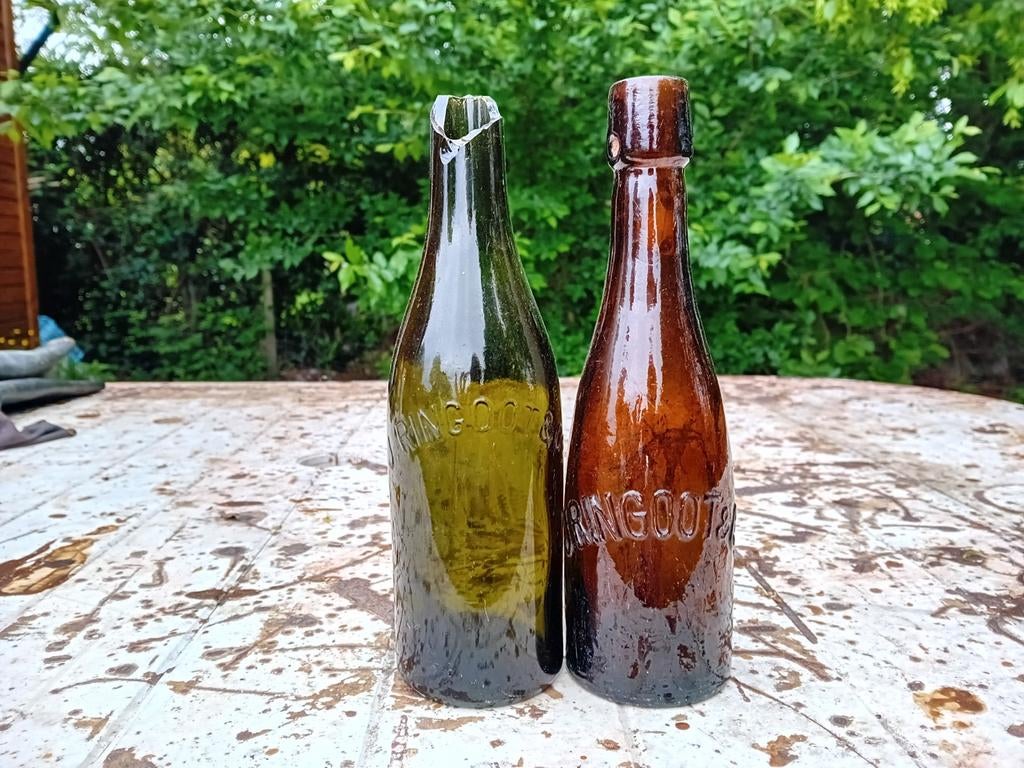 Oude vintage bierflessen brouwerij Ringoot Brussel, Ophalen of Verzenden