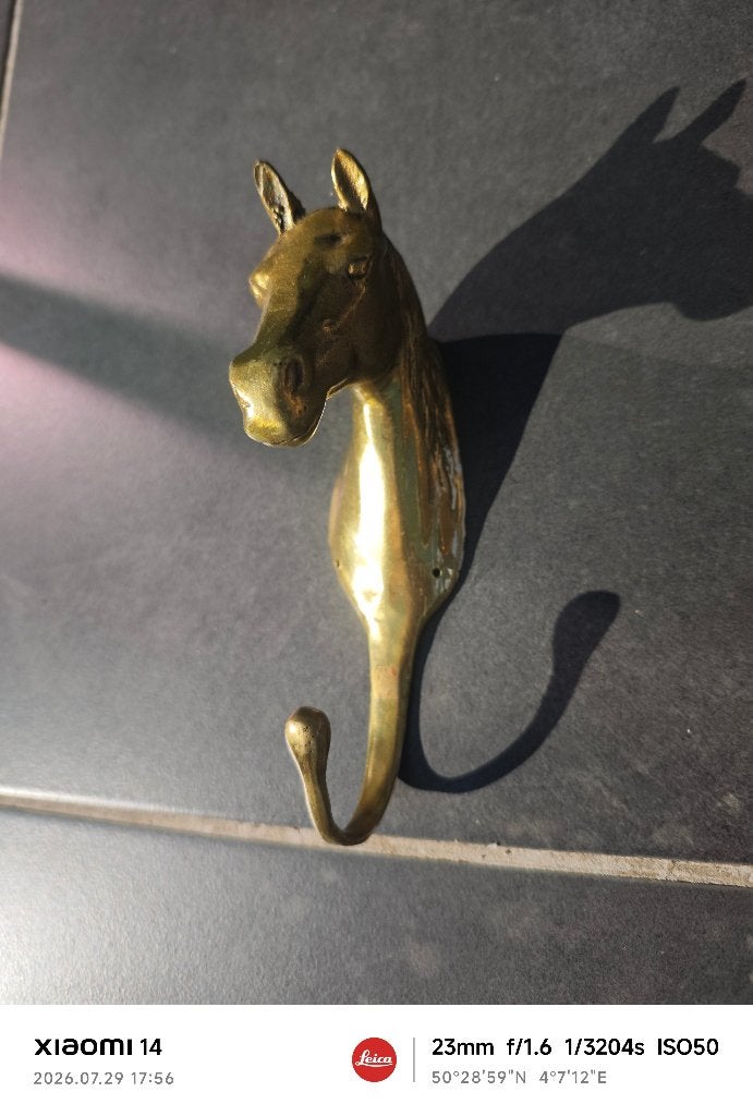 Porte manteau tête de cheval en laiton, Antiquités & Art, Enlèvement