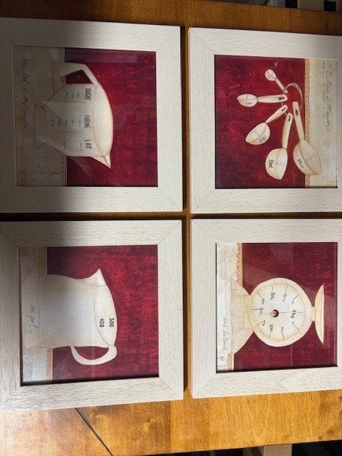 4 landelijke keukenschilderijtjes, Minder dan 50 cm, Ophalen of Verzenden, Zo goed als nieuw, Schilderij