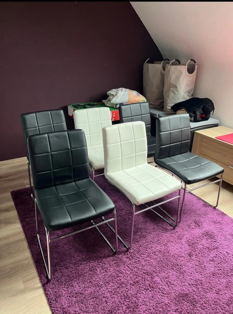 6 chaises de salle à manger en simili cuir, Cuir, Enlèvement, Cinq, Six Chaises ou plus, Utilisé