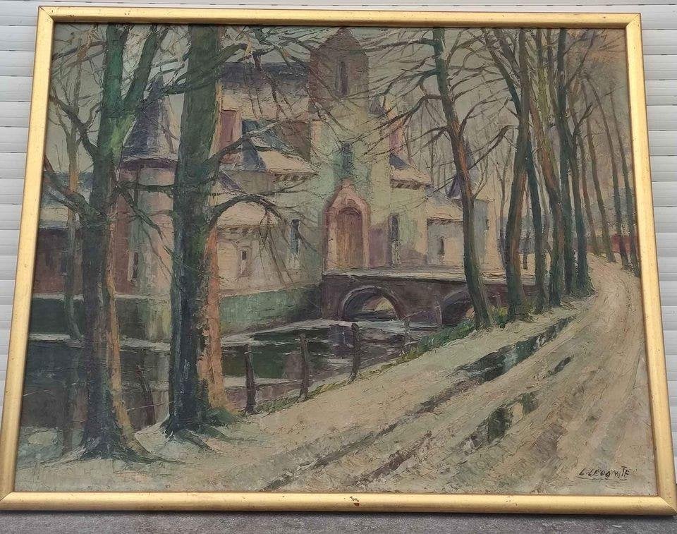 Huile sur toile signe leopold Lecomte, Antiquités & Art, Enlèvement, Toile