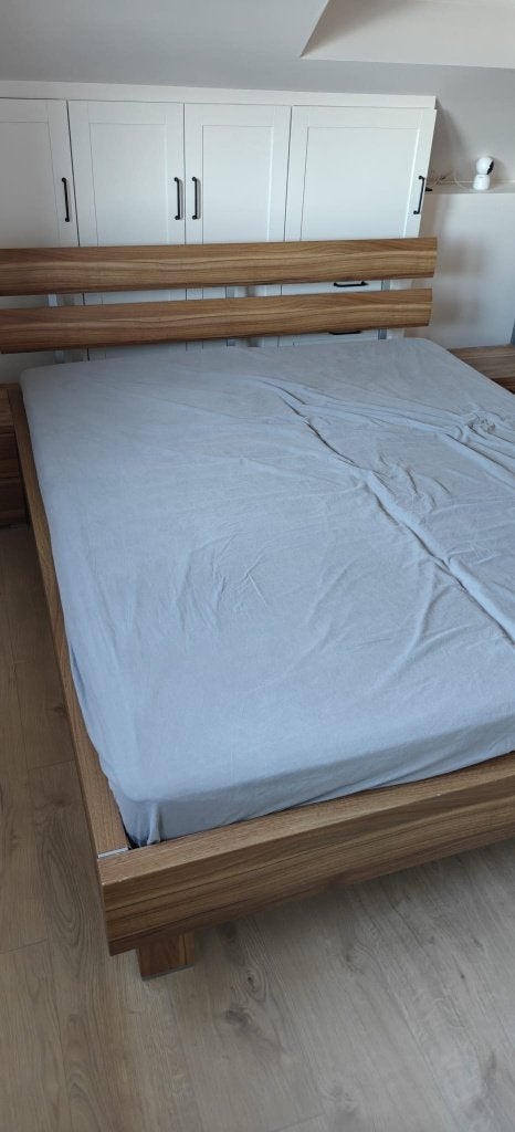Lit double avec tables de chevet - 160 cm * 200 cm, Brun, Enlèvement, Utilisé, 200 cm