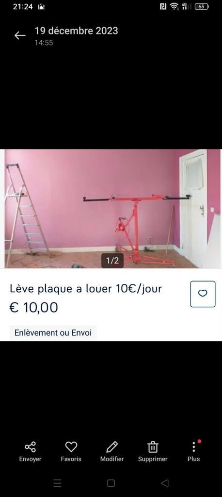 Lève plaque a louer 10€/jours, Enlèvement ou Envoi