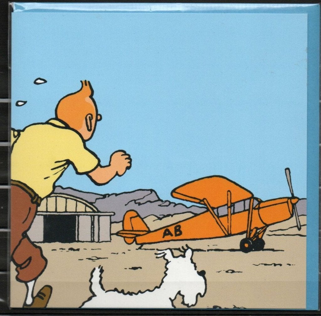 Carte postale double :  Tintin - Avion, Enlèvement