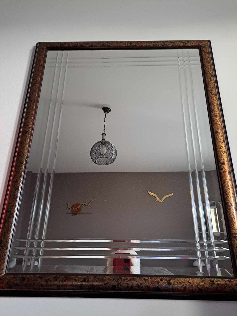 spiegel vintage, geslepen, 70 x 90, Huis en Inrichting, Woonaccessoires | Spiegels, Ophalen, Zo goed als nieuw, Minder dan 100 cm