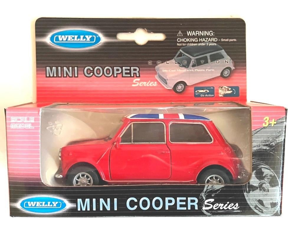 Mini Cooper rood met Union Jack dak Welly., Ophalen of Verzenden, Zo goed als nieuw, Auto