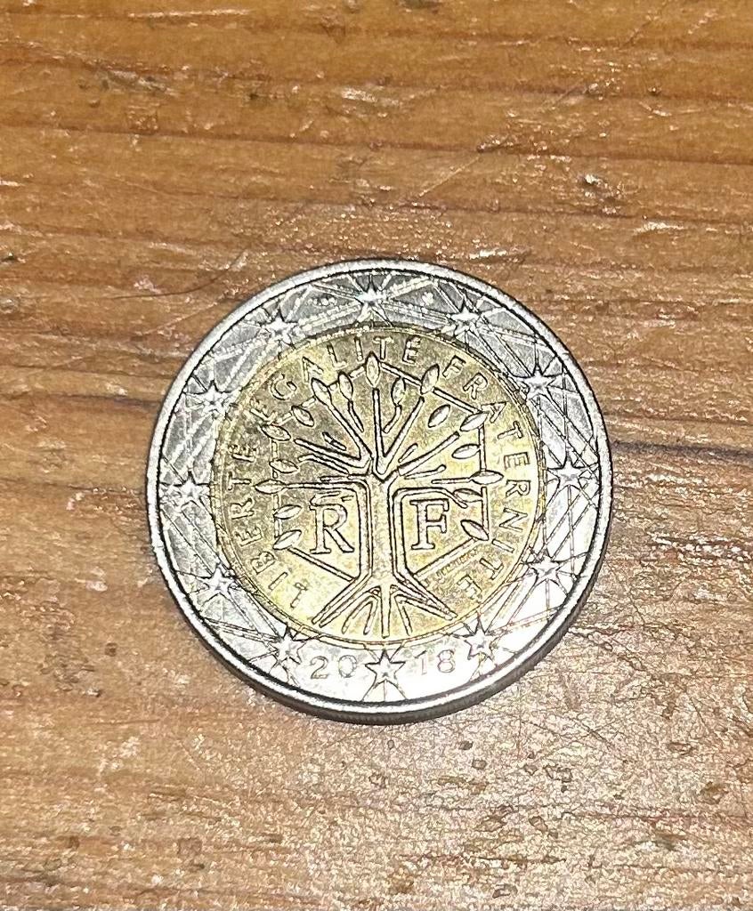 Munt levensboom in zeshoek 2018, Ophalen, Frankrijk, 2 euro, Losse munt