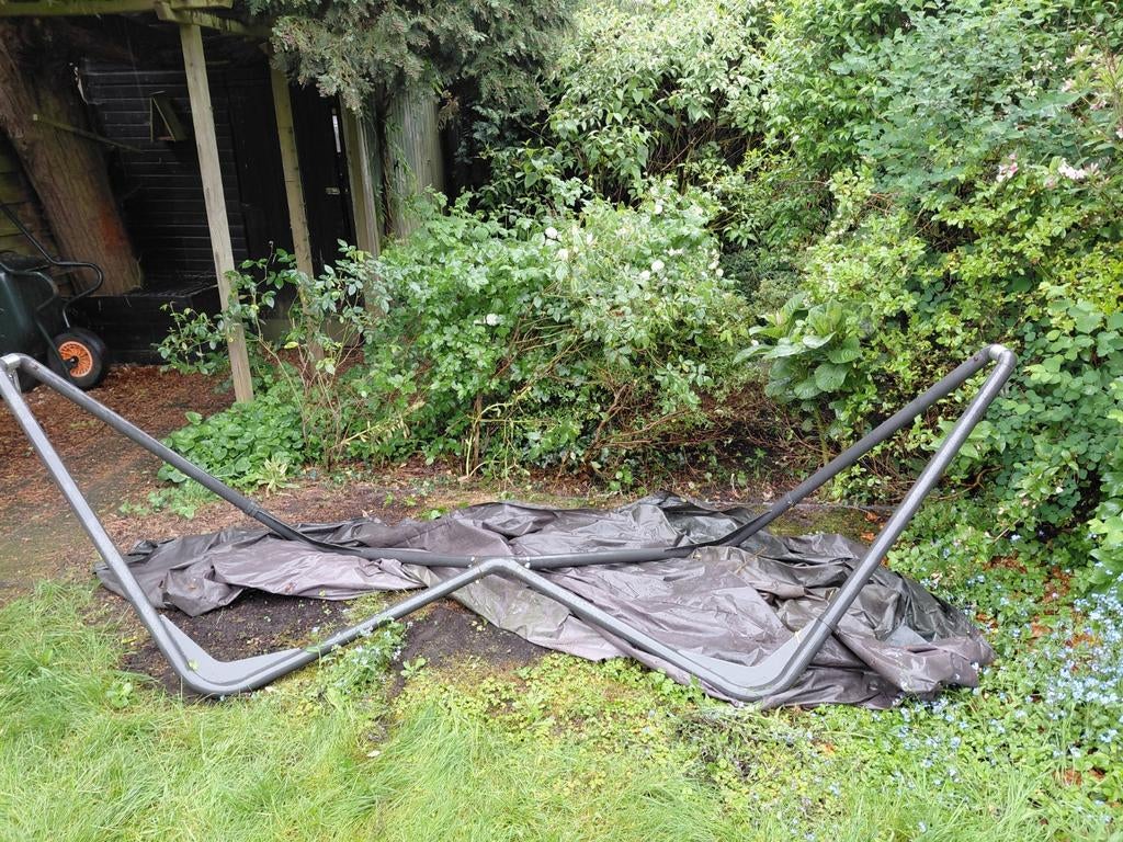 Hangmatstaander en hangmat, Tuin en Terras, Ophalen, Gebruikt, Met standaard, Eenpersoons