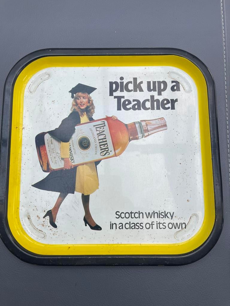 Blikken plateau Teachers whiskey, Ophalen, Gebruikt, Gebruiksvoorwerp
