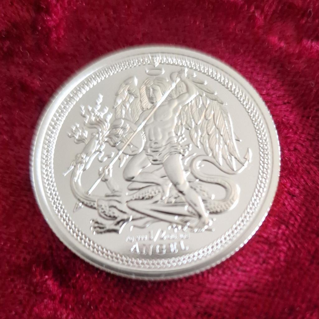 Isle of Man The Angel zilveren munt 1/2oz, Postzegels en Munten, Ophalen of Verzenden, Zilver