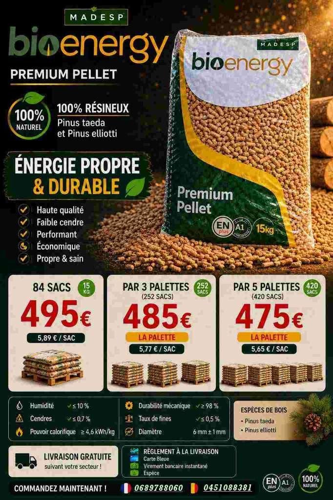 Pellet 100% résineux paiement a la livraison, Tuin en Terras, Brandhout, 6 m³ of meer, Verzenden, Overige houtsoorten, Blokken