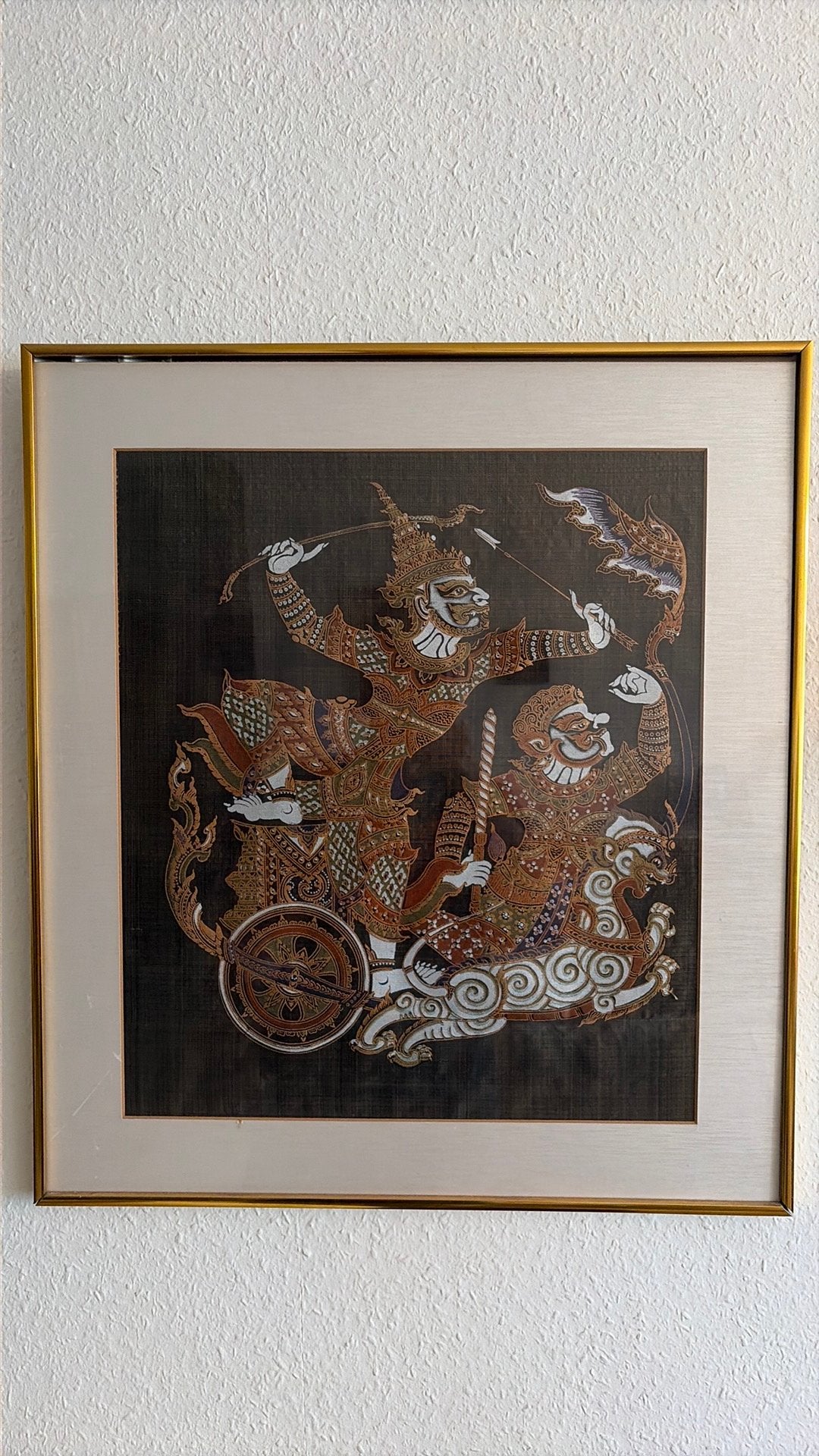 tableau vintage thaïlandais sur soie, Textile, Figures, Autres techniques, Enlèvement