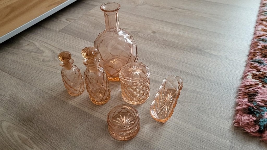 Glazen potjes voor op lavabo te zetten vintage, Ophalen