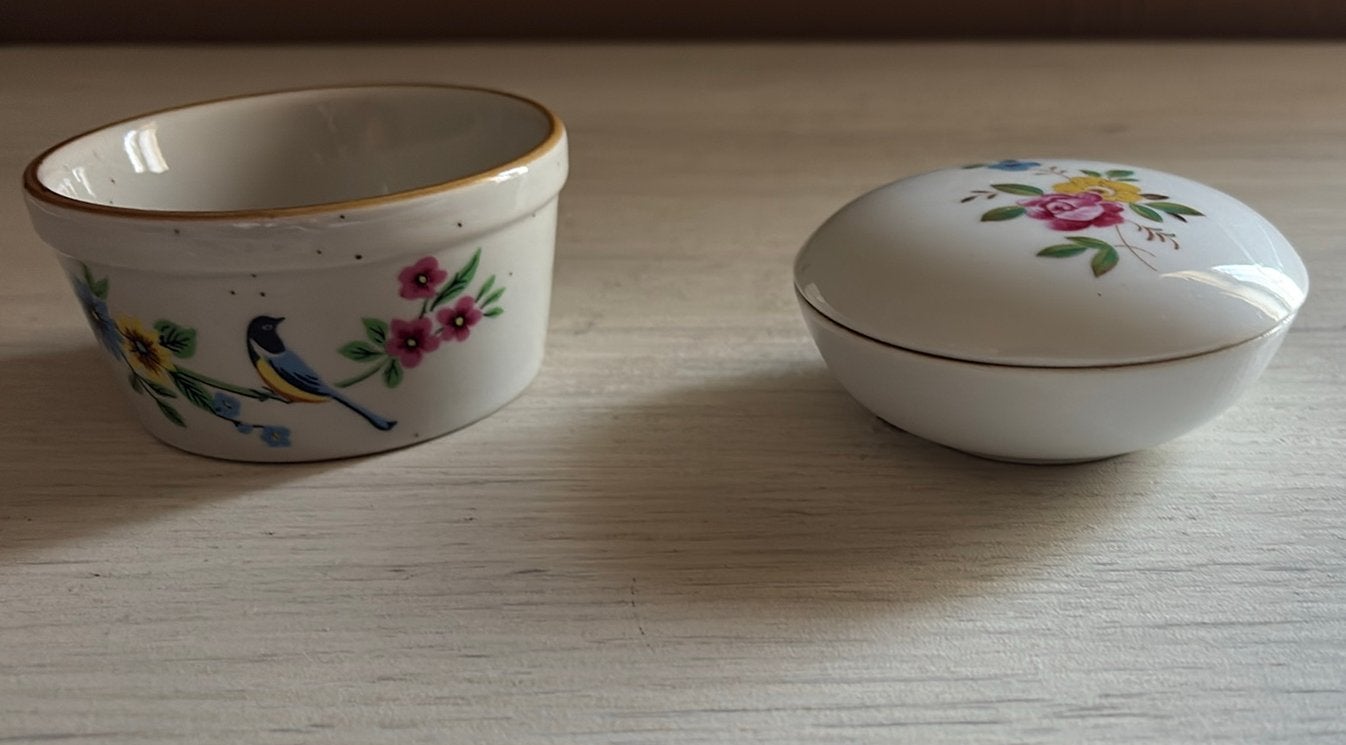 Vintage Chinees export,Potje met Bloemen & Potje met Vogel, Ophalen of Verzenden