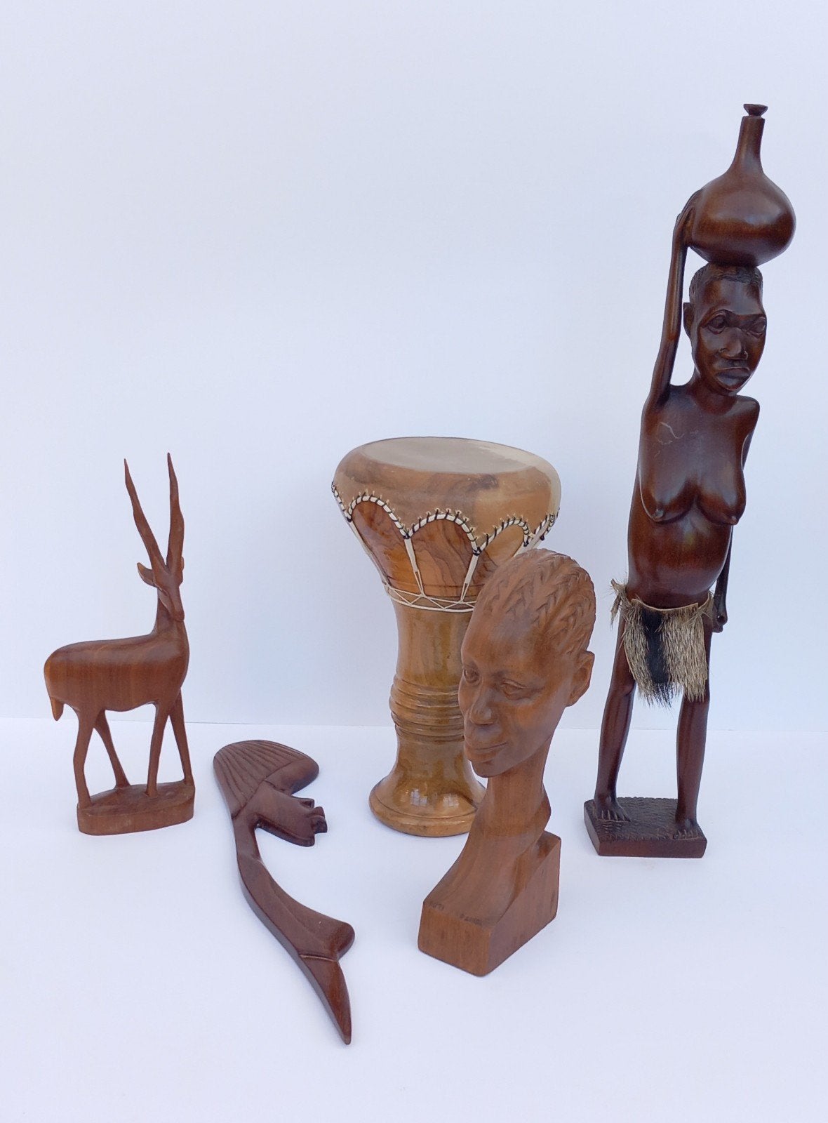 Volledige set handgemaakte Afrikaanse kunst, Antiek en Kunst, Ophalen of Verzenden