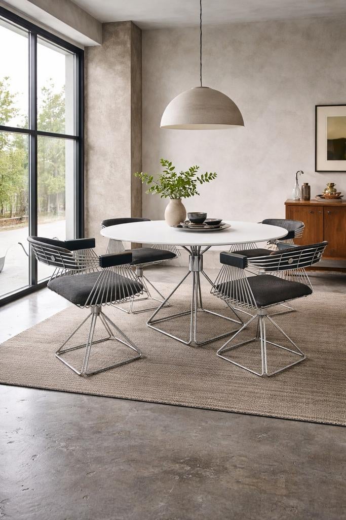 'Delta' tafel en stoelen van Rudi Verelst voor Novalux 70', Antiek en Kunst, Ophalen