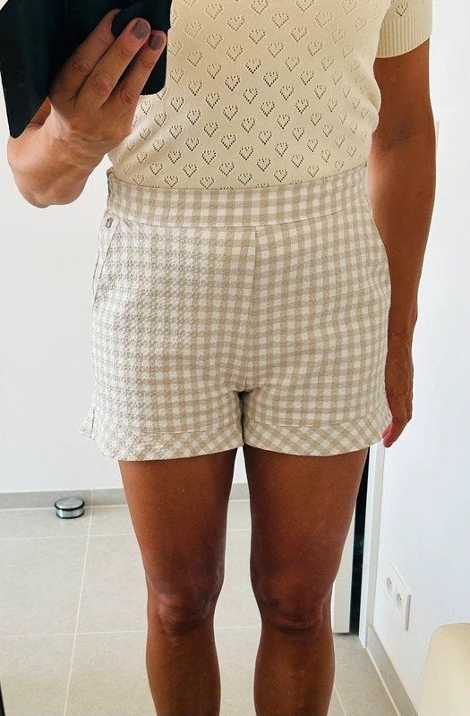 Geruit zomershortje NIEUW, Vêtements | Femmes, Culottes & Pantalons, Neuf, Taille 38/40 (M), Enlèvement ou Envoi, Beige