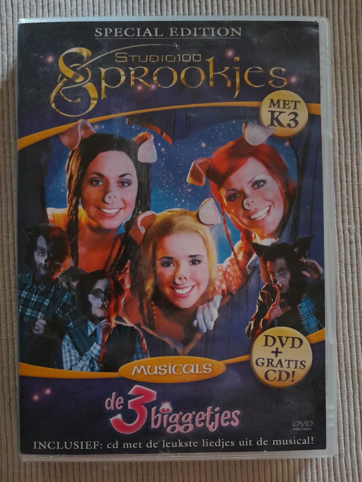 K3 de 3 biggetjes, special edition inclusief cd (studio 100), Alle leeftijden, Zo goed als nieuw, Sprookjes, Film