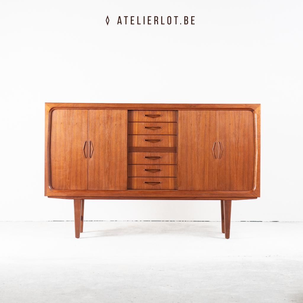 Deens Mid-Century teak dressoir, Ophalen, Met deur(en), 100 tot 150 cm, 150 tot 200 cm