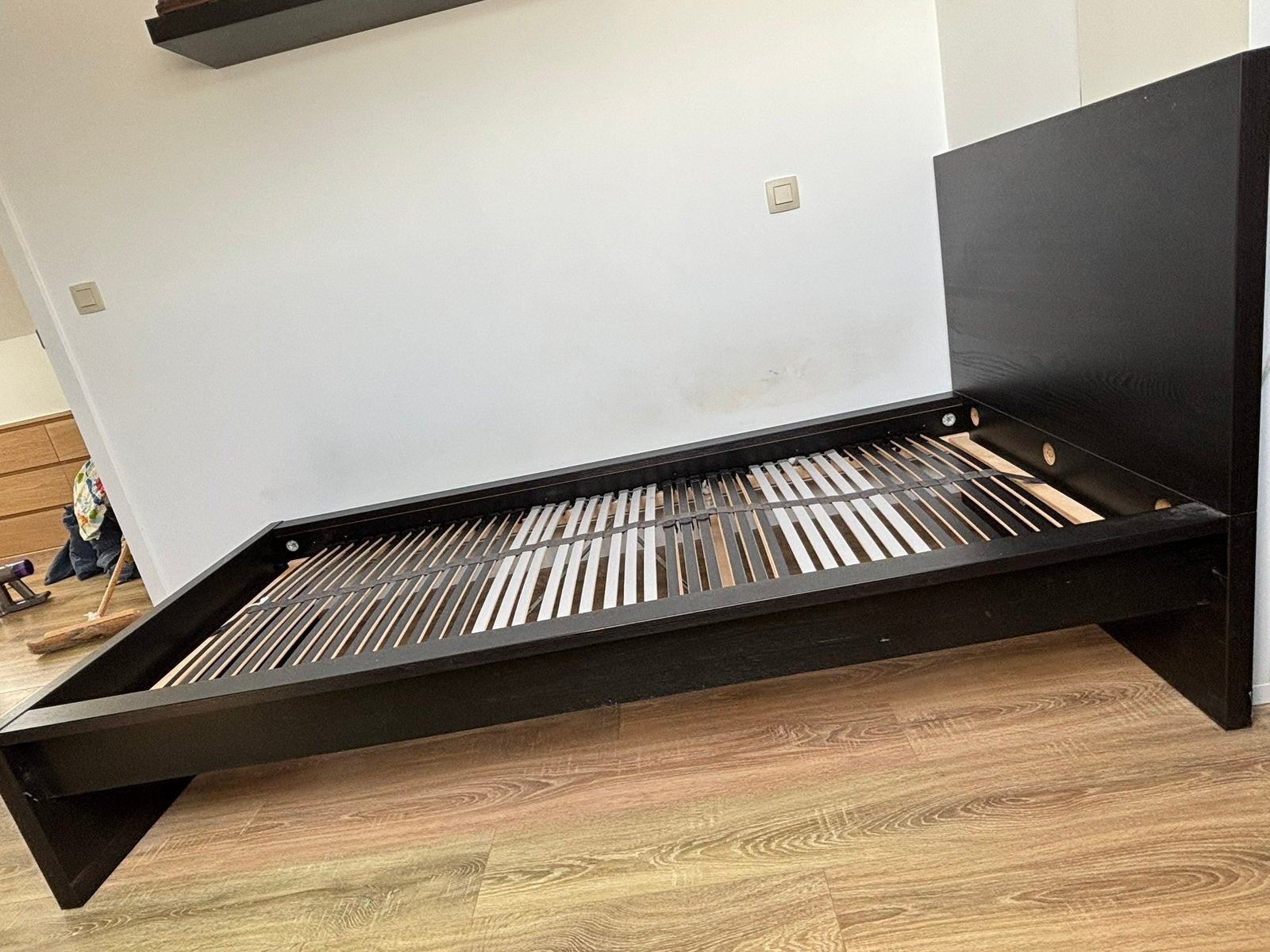 1 persoonsbed van IKEA (MALM) + lattenbodem, Ophalen, Eenpersoons, Zo goed als nieuw, Hout