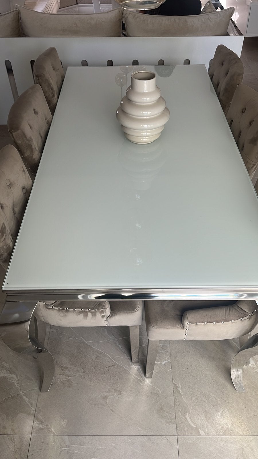 Table a manger, 150 à 200 cm, Cinq personnes ou plus, Comme neuf, Verre