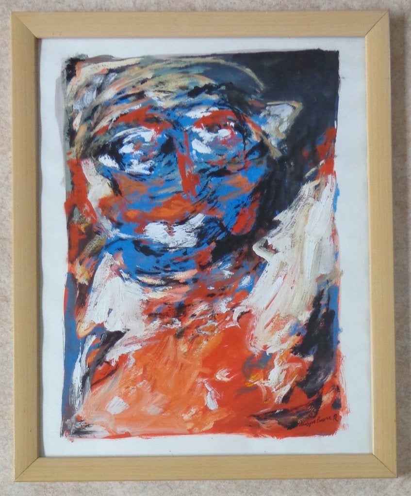 ROBERT DE WISPELAERE / FIGUUR / OLIEVERF / 78x63cm / KADER, Abstrait, Peinture à l'huile, Enlèvement, Papier/carton