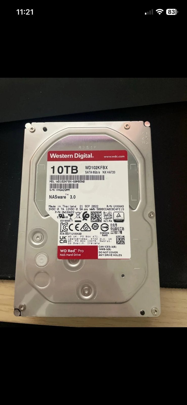 WD rode schijf van 10 TB, Computers en Software, Ophalen of Verzenden, Zo goed als nieuw